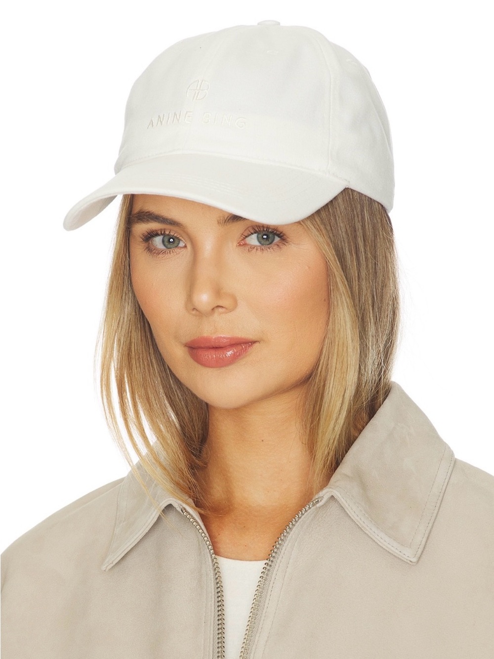 NWT ANINE BING Jeremy cotton baseball hat in ivory
